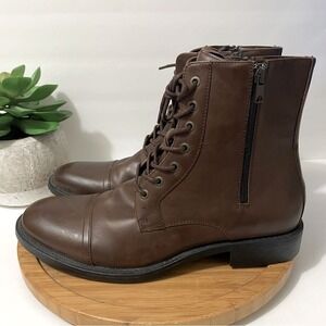 Unlisted Blind Turn Brown Combat Boot Faux Leather Moto Bootie Men's 11W